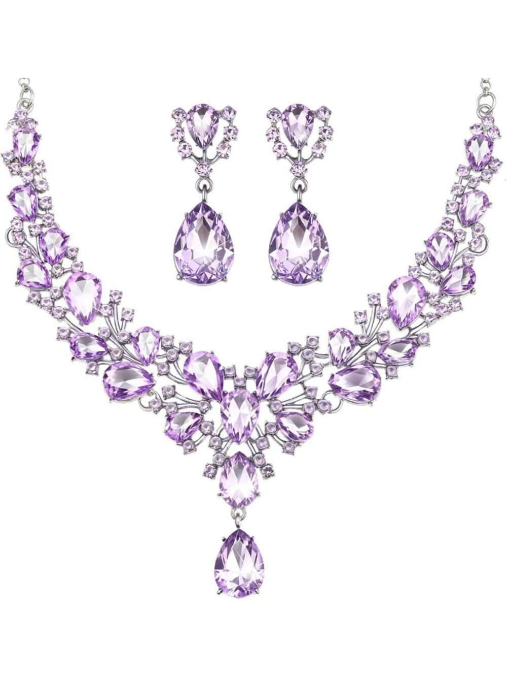 Elegant Teardrop Cluster Crystal Bridal Jewelry Set for Women - Stunning